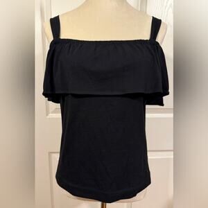 J. Crew Black Ruffle Tank Size XXS Oversized Stretchy